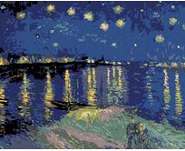 Zuty - Malování podle čísel - HVĚZDNÁ NOC NAD RHONOU (VAN GOGH) 40x50 cm bez rámu a bez vypnutí plátna