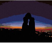 Zuty - Malování podle čísel - MILENCI V NOCI NAD MĚSTEM 40x50 cm vypnuté plátno na rám