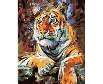 Zuty - Malování podle čísel - LEŽÍCÍ TYGR 40x50 cm vypnuté plátno na rám