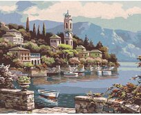 Zuty - Malování podle čísel - ZÁTOKA S VESLICÍ 40x50 cm vypnuté plátno na rám