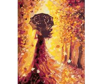 Zuty - Malování podle čísel - ŽENA S DEŠTNÍKEM 40x50 cm vypnuté plátno na rám