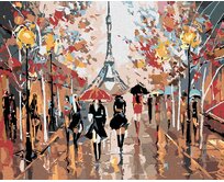 Zuty - Malování podle čísel - RUŠNÁ ULICE A EIFFELOVA VĚŽ 40x50 cm bez rámu a bez vypnutí plátna