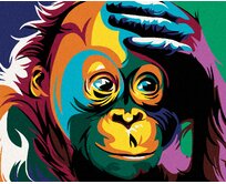 Zuty - Malování podle čísel - MALÁ BAREVNÁ OPIČKA 40x50 cm bez rámu a bez vypnutí plátna