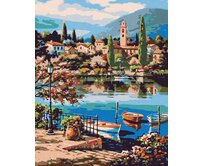 Zuty - Malování podle čísel - VESLICE NA HORSKÉM JEZEŘE 40x50 cm bez rámu a bez vypnutí plátna