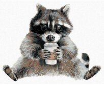 Zuty - Malování podle čísel - MÝVAL A KÁVA (HOLLY SIMENTAL) 40x50 cm vypnuté plátno na rám