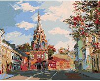 Zuty - Malování podle čísel - KOSTELÍK NA PŘEDMĚSTÍ 40x50 cm bez rámu a bez vypnutí plátna