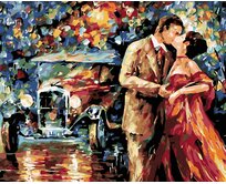 Zuty - Malování podle čísel - POLIBEK PŘED AUTEM 40x50 cm bez rámu a bez vypnutí plátna