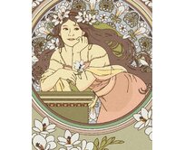 Zuty - Malování podle čísel - REPRODUKCE ŽENA A BÍLÉ KVĚTINY (ALFONS MUCHA) 40x50 cm vypnuté plátno na rám