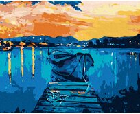 Zuty - Malování podle čísel - MOLO S LOĎKOU NA MOŘI 40x50 cm bez rámu a bez vypnutí plátna