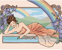 Zuty - Malování podle čísel - REPRODUKCE ŽENA A FIALKY (ALFONS MUCHA) 40x50 cm vypnuté plátno na rám