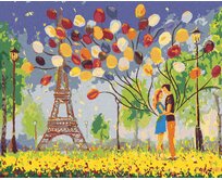 Zuty - Malování podle čísel - PÁR S BALÓNKY V PAŘÍŽI 40x50 cm vypnuté plátno na rám