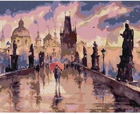 Zuty - Malování podle čísel - KARLŮV MOST V DEŠTI 40x50 cm vypnuté plátno na rám