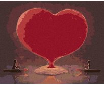 Zuty - Malování podle čísel - SRDCE A PÁR NA LOĎKÁCH 40x50 cm vypnuté plátno na rám