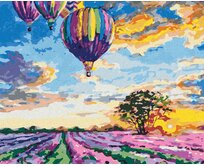 Zuty - Malování podle čísel - HORKOVZDUŠNÉ BALÓNY A LEVANDULE 40x50 cm vypnuté plátno na rám
