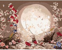 Zuty - Malování podle čísel - JAPONSKO MĚSÍČNÍ KRAJINA S PTÁČKY 40x50 cm bez rámu a bez vypnutí plátna