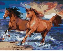 Zuty - Malování podle čísel - KONĚ NA PÍSEČNÉ PLÁŽI (HOWARD ROBINSON) 40x50 cm bez rámu a bez vypnutí plátna