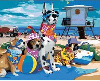 Zuty - Malování podle čísel - PSI NA VÝLETĚ NA PLÁŽI (HOWARD ROBINSON) 40x50 cm bez rámu a bez vypnutí plátna