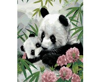 Zuty - Malování podle čísel - PANDA S MLÁDĚTEM A RŮŽOVÉ KVĚTY (HOWARD ROBINSON) 40x50 cm vypnuté plátno na rám