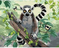 Zuty - Malování podle čísel - LEMUR A MOTÝLI (HOWARD ROBINSON) 40x50 cm vypnuté plátno na rám