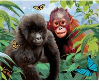 Zuty - Malování podle čísel - ORANGUTAN A MALÁ GORILA (HOWARD ROBINSON) 40x50 cm bez rámu a bez vypnutí plátna