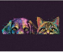 Zuty - Malování podle čísel - PES A KOČKA V BARVÁCH 40x50 cm bez rámu a bez vypnutí plátna