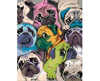 Zuty - Malování podle čísel - BAREVNÍ MOPSI 40x50 cm bez rámu a bez vypnutí plátna