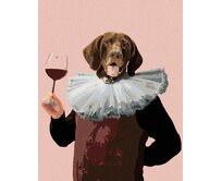 Zuty - Malování podle čísel - KRÁLOVSKÝ PES A SKLENKA VÍNA 40x50 cm vypnuté plátno na rám