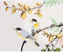 Zuty - Malování podle čísel - PTÁČCI NA STROMĚ ČÍNA 40x50 cm bez rámu a bez vypnutí plátna