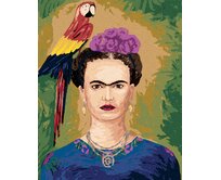 Zuty - Malování podle čísel - FRIDA KAHLO A PAPOUŠEK 40x50 cm vypnuté plátno na rám