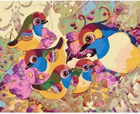 Zuty - Malování podle čísel - BAREVNÁ PTAČÍ RODINA 40x50 cm bez rámu a bez vypnutí plátna