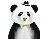 Zuty - Malování podle čísel - PANDA S KLOBOUČKEM 40x50 cm bez rámu a bez vypnutí plátna