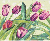 Zuty - Malování podle čísel - FIALOVÉ TULIPÁNY 40x50 cm vypnuté plátno na rám