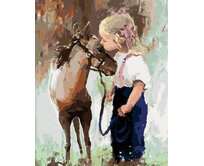 Zuty - Malování podle čísel - HOLČIČKA A PONÍK 40x50 cm vypnuté plátno na rám