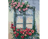 Zuty - Malování podle čísel - RŮŽE U OKNA 40x50 cm bez rámu a bez vypnutí plátna