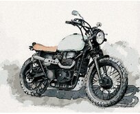 Zuty - Malování podle čísel - MOTORKA NA ŠEDÉM POZADÍ 40x50 cm vypnuté plátno na rám