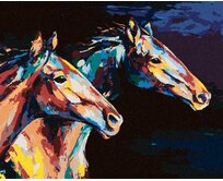 Zuty - Malování podle čísel - DVA BAREVNÍ KONĚ V BĚHU 40x50 cm bez rámu a bez vypnutí plátna