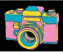 Zuty - Malování podle čísel - POP-ART FOTOAPARÁT 40x50 cm vypnuté plátno na rám