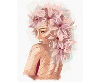Zuty - Malování podle čísel - MLADÁ ŽENA S RŮŽOVÝMI KVĚTINAMI 40x50 cm vypnuté plátno na rám
