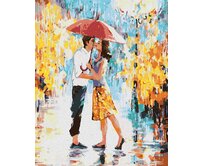 Zuty - Malování podle čísel - MILENCI V PAŘÍŽI S DEŠTNÍKEM II 40x50 cm vypnuté plátno na rám
