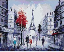 Zuty - Malování podle čísel - POHLED NA ULICI V PAŘÍŽI A BAREVNÝ STROM 40x50 cm bez rámu a bez vypnutí plátna