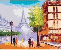 Zuty - Malování podle čísel - EIFFELOVA VĚŽ V PAŘÍŽI POHLED NA ULICI 40x50 cm bez rámu a bez vypnutí plátna