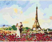Zuty - Malování podle čísel - EIFFELOVA VĚŽ A RŮŽE 40x50 cm vypnuté plátno na rám