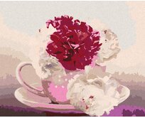 Zuty - Malování podle čísel - KÁVA S KVĚTINAMI 40x50 cm vypnuté plátno na rám