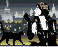 Zuty - Malování podle čísel - ŽENA S ČERNOU KOČKOU V PAŘÍŽI 40x50 cm bez rámu a bez vypnutí plátna