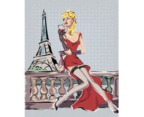 Zuty - Malování podle čísel - EIFFELOVA VĚŽ A ŽENA SE SKLENIČKOU 40x50 cm bez rámu a bez vypnutí plátna