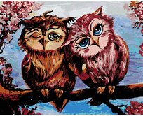 Zuty - Malování podle čísel - SOVY NA STROMĚ 40x50 cm bez rámu a bez vypnutí plátna