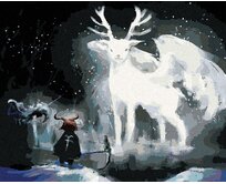 Zuty - Malování podle čísel - MAGICKÝ BÍLÝ JELEN V LESE 40x50 cm bez rámu a bez vypnutí plátna