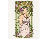 Zuty - Malování podle čísel - REPRODUKCE ŽENA V ŠATECH A RŮŽE (A. MUCHA) 40x50 cm vypnuté plátno na rám