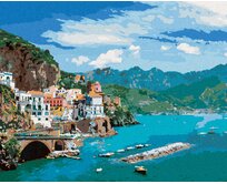 Zuty - Malování podle čísel - KRAJINA NA POBŘEŽÍ AMALFI V ITÁLII 40x50 cm vypnuté plátno na rám