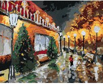 Zuty - Malování podle čísel - NOČNÍ MĚSTO A SVÍTÍCÍ LAMPY 40x50 cm vypnuté plátno na rám